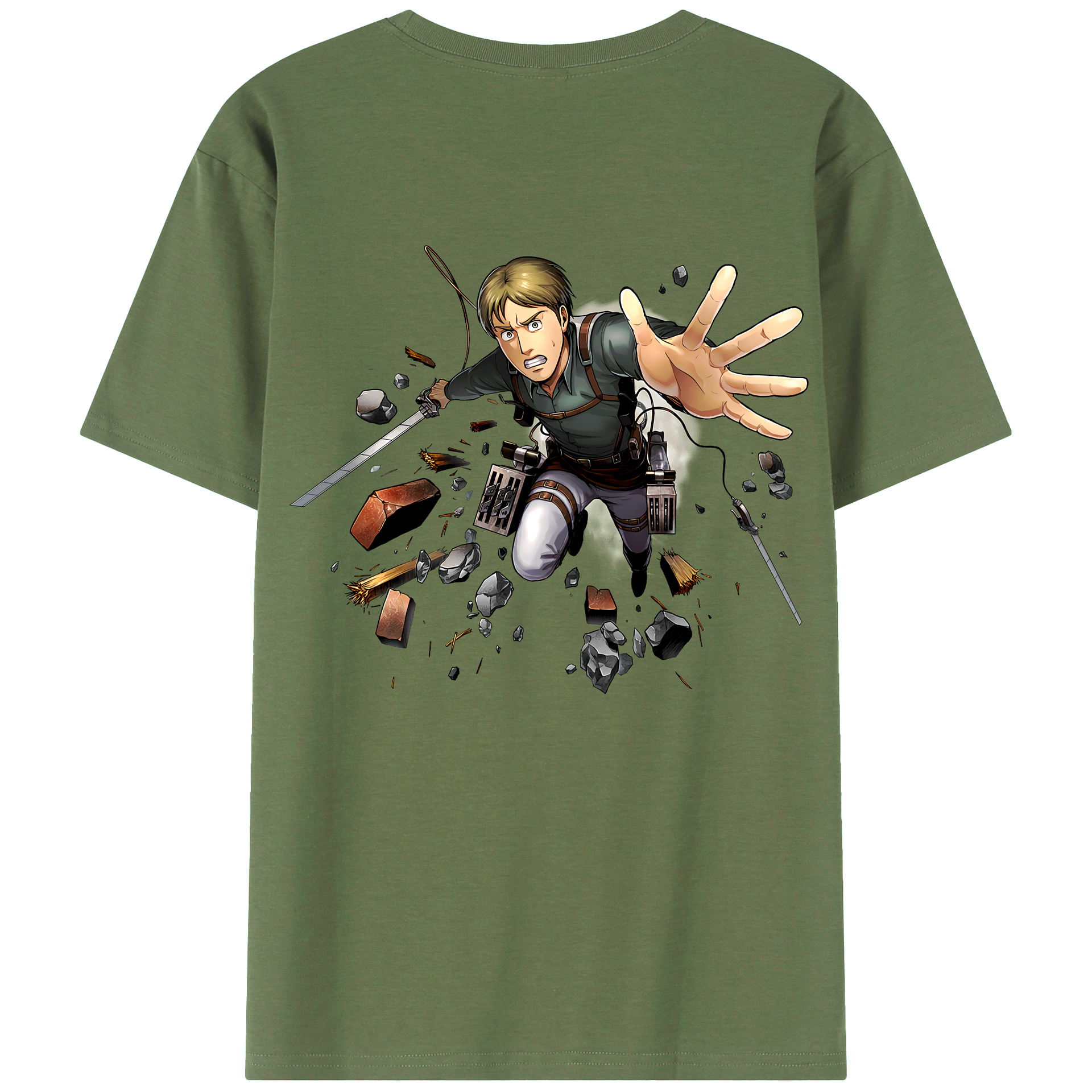 （画像用） 進撃の巨人 Attack on Titan 綿100％ メンズ半袖Tシャツ（バックプリント） 通気性